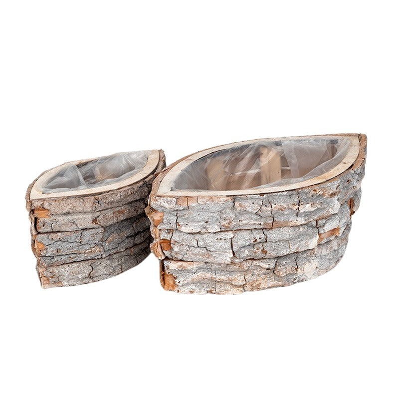 Set Bol De Scoarță În Formă De Barcă Gri Antic 35X19X12,5Cm S/2