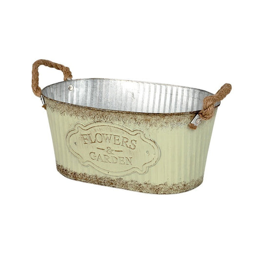 Castron Oval Andretta Din Staniu Cu Funie Și Gura De Scurgere Verde 24X14,5X11Cm