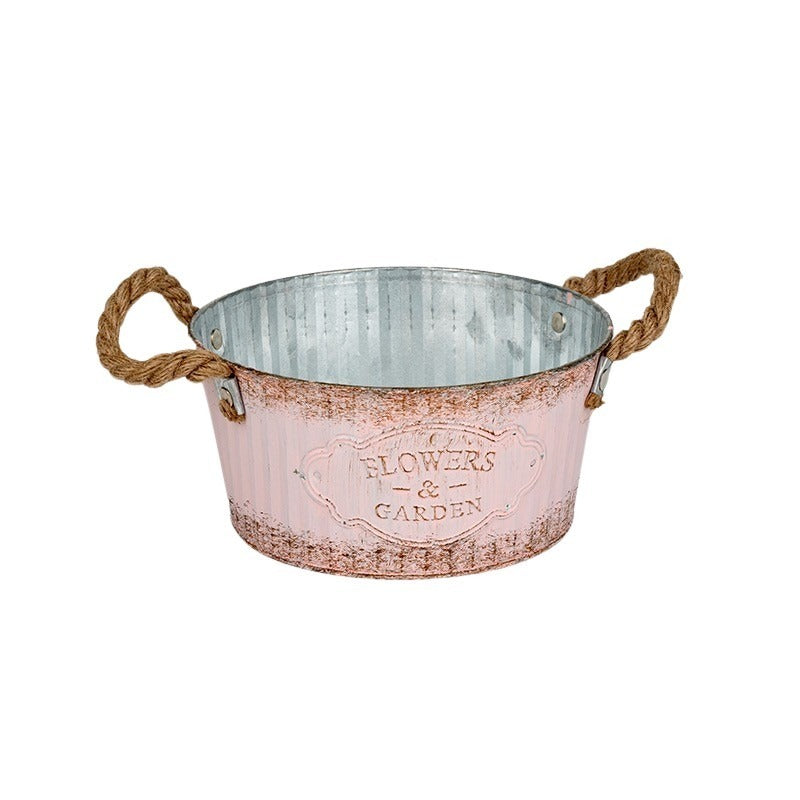 Andretta Castron De Staniu Cu Frânghie Cu Toarte Roz 18X9Cm