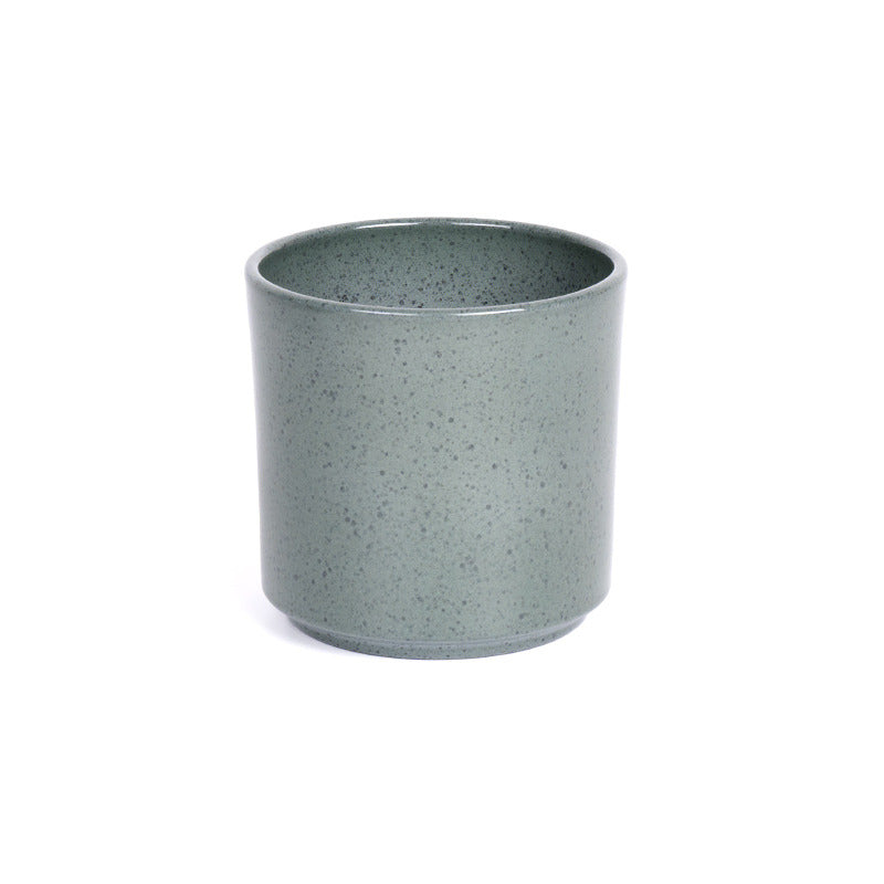 Cylindro Vas Ceramic Glazurat Verde 12Cm