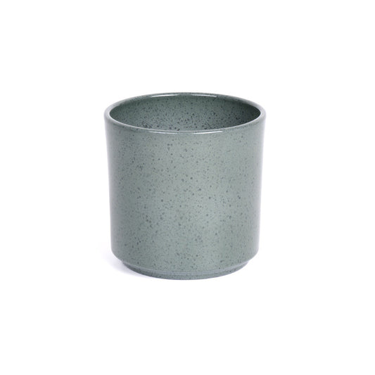 Cylindro Vas Ceramic Glazurat Verde 12Cm
