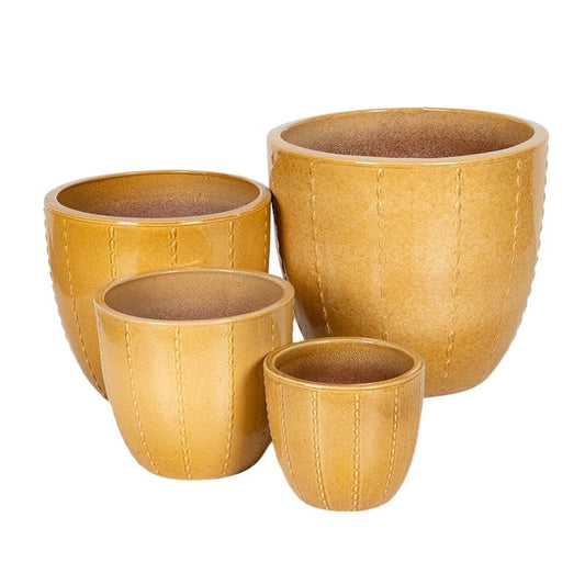 Corset Classic Ceramică Suport De Plante Set Galben Auriu 23X20,5-48X43Cm S/4