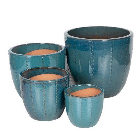 Corset Classic Set Ghiveci Ceramic Turcoaz 23X20,5-48X43Cm S/4