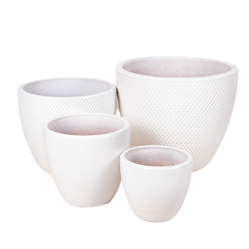 Nantes Set Ghiveci Ceramic Clasic Alb 23X20,5-48X40Cm S4