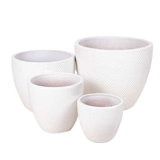 Nantes Set Ghiveci Ceramic Clasic Alb 23X20,5-48X40Cm S4