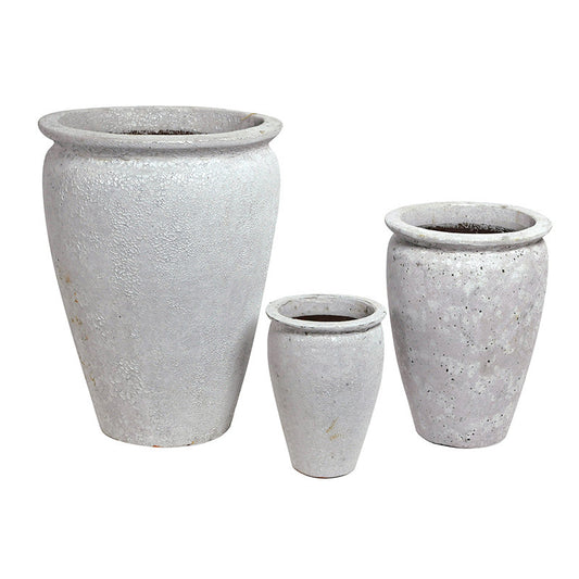 Set Suport Pentru Plante Din Ceramică Byron Apollo Gravat Rustic Culoare Nisip 25X37-53X71Cm S3