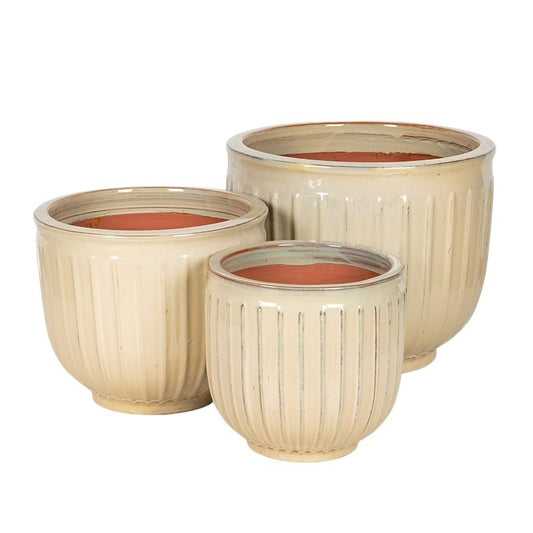 Montgomery Classic Ceramic Ghiveci Set Crem 35X27-54X45Cm S3