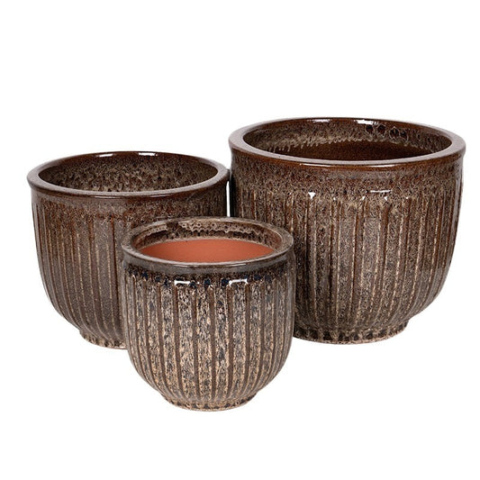 Montgomery Classic Ceramic Ghiveci Set Espresso 35X27-54X45Cm S3
