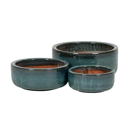 Set De Ghivece Ceramice Sadie Cylinder Verde Mușchi 18X8-28X12,5Cm S3