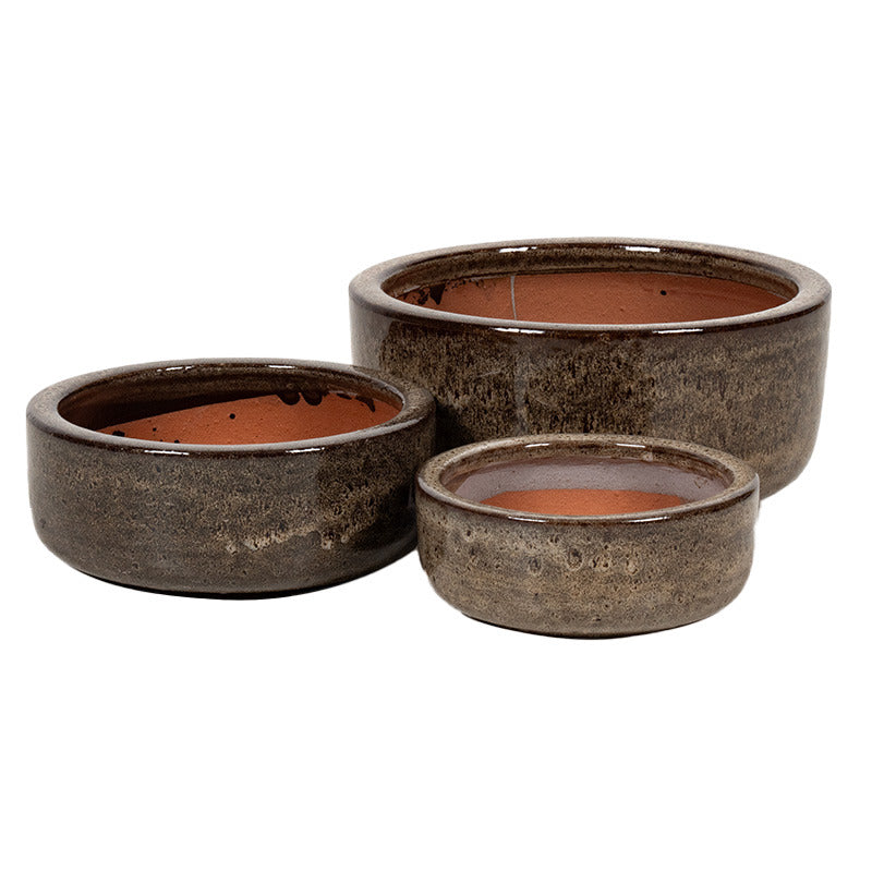 Set Ghiveci Ceramic Cilindric Sadie Espresso 18X8-28X12,5Cm S3