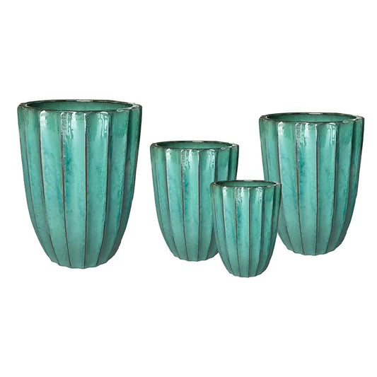 Noble Rib Vase Set De Vase Ceramice Verde Mușchi 30X39-55X73Cm S4