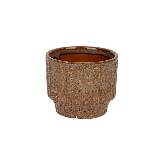 Hudson Oală Ceramică Structurată Gri-Maro Miere 17X16Cm