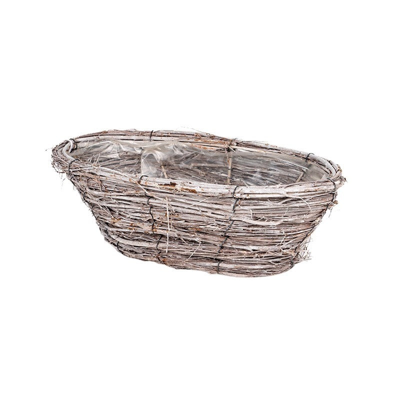 Atlin Bol Oval Din Răchită Gri Antic 39X18X11Cm