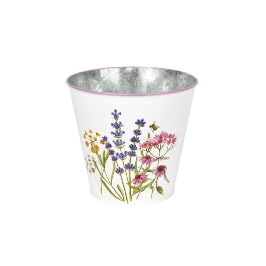 Floare De Pajiște Model Vas De Metal Alb 14,5X13Cm