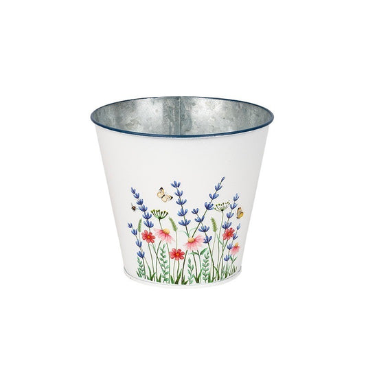 Floare De Pajiște Model Vas De Metal Alb 14,5X13Cm