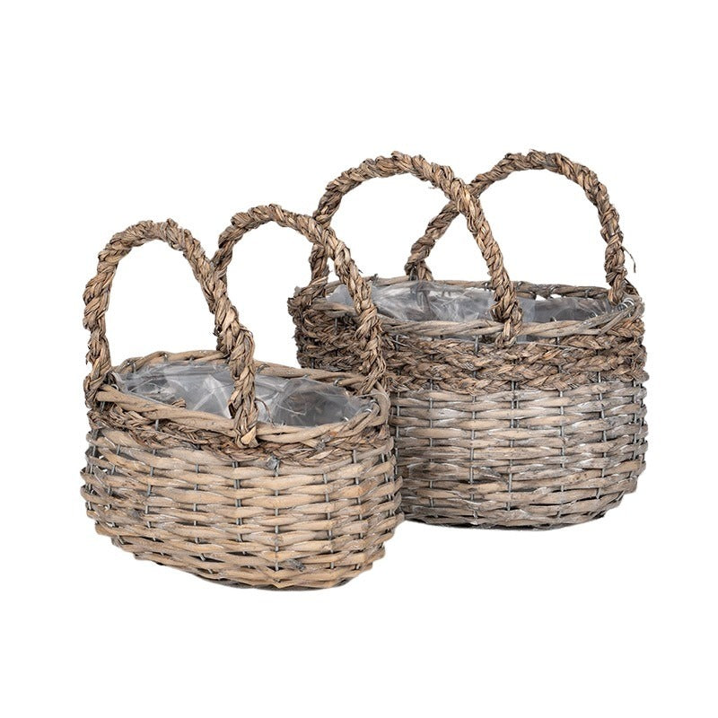 Poseta Oval Din Lemn Gri Set 26X19X16/26,5Cm S2