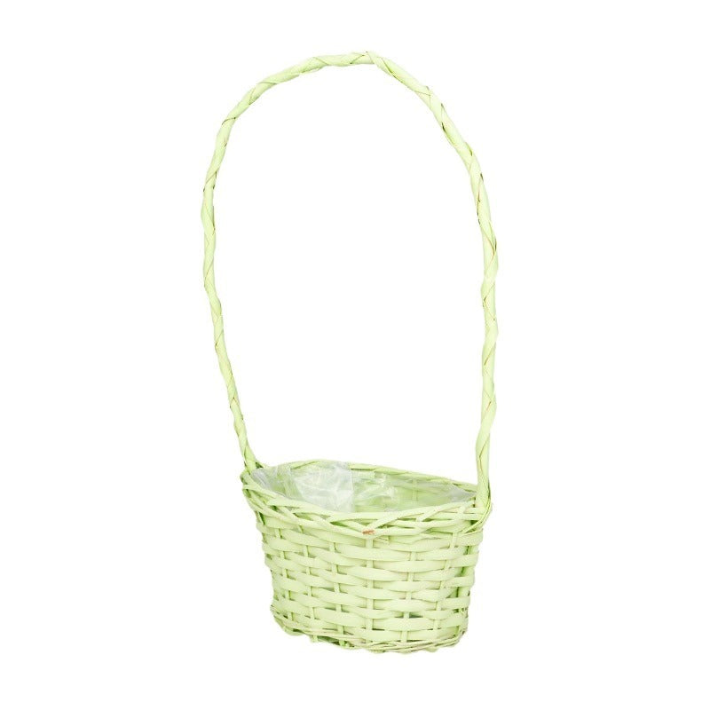 Coș Oval Din Lemn Cu Tăblițe Verde 22X16X12,5/45,5Cm
