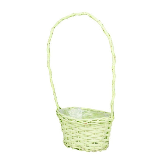 Coș Oval Din Lemn Cu Tăblițe Verde 22X16X12,5/45,5Cm