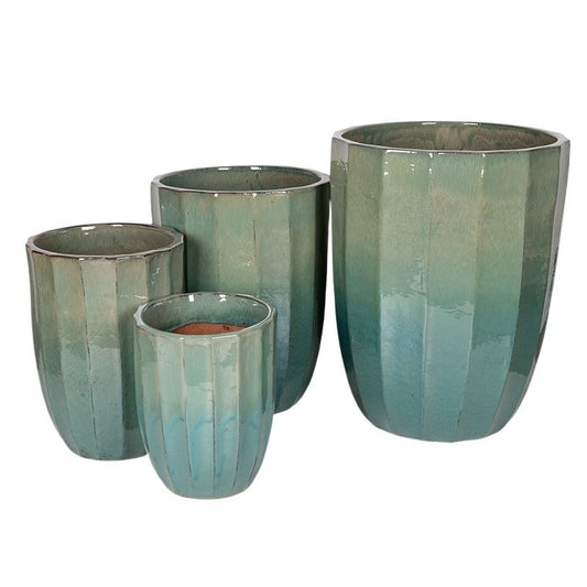 Harlow Rib Vase Ceramic Ghiveci Set Verde Mentă 31X40-56X71Cm S4