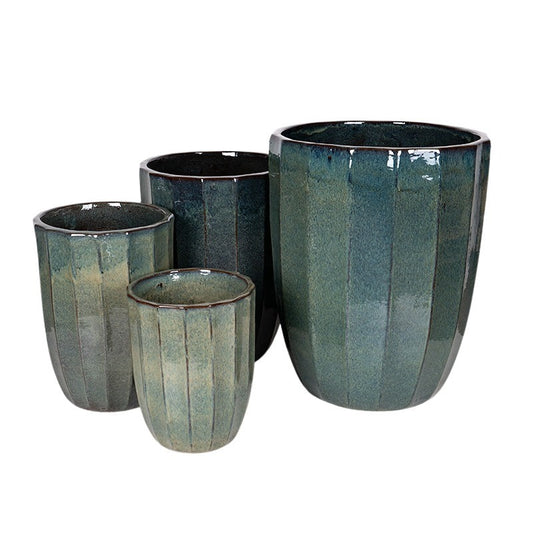 Harlow Rib Vase Suport Pentru Plante Ceramice Set Gri Verde 31X40-56X71Cm S4