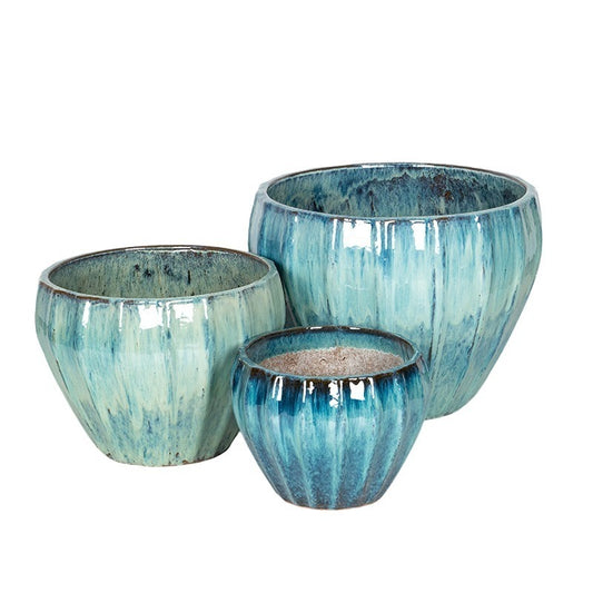 Sinclair Eros Set Jardinieră Ceramică Albastru Gheață 32X24-55X41Cm S3