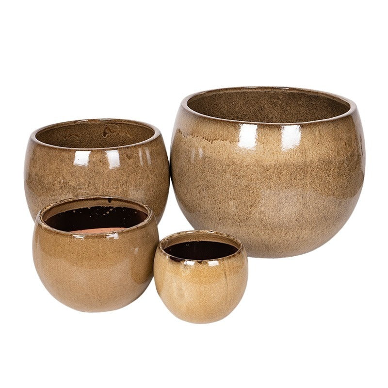 Singa Globe Set Suport Pentru Plante Din Ceramică Maro 23X18-56X42Cm S4