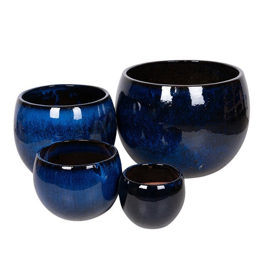 Singa Globe Set Suport Pentru Plante Din Ceramică Albastru Regal 23X18-56X42Cm S4