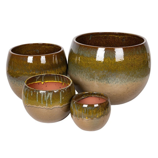 Singa Globe Set Suport Pentru Plante Ceramice Maro Verzui 23X18-56X42Cm S4