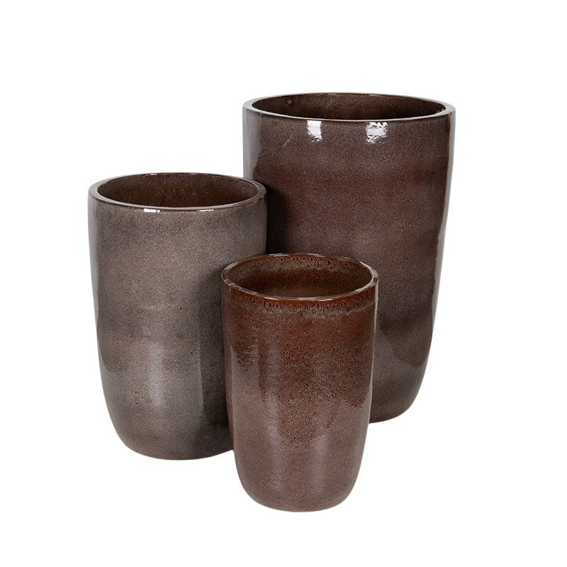 Tatum Vase Suport Uriaș Pentru Plante Din Ceramică Set Maro Rustic 42X63-65X100Cm S3