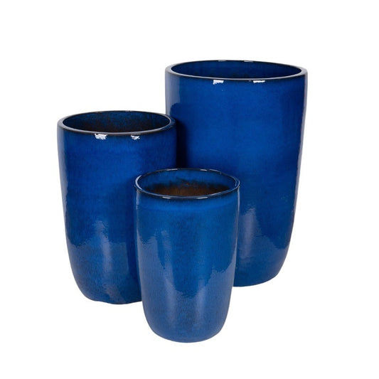 Tatum Vase Suport Uriaș Pentru Plante Din Ceramică Set Albastru Oțel 42X63-65X100Cm S3