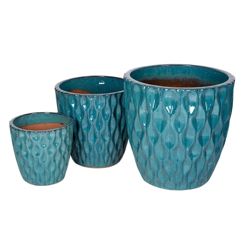Riviera Classic Set De Ghivece Ceramice Turcoaz 29X28-48X48Cm S3