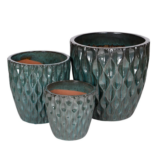 Riviera Classic Set Jardinieră Ceramică Verde Pin 29X28-48X48Cm S3