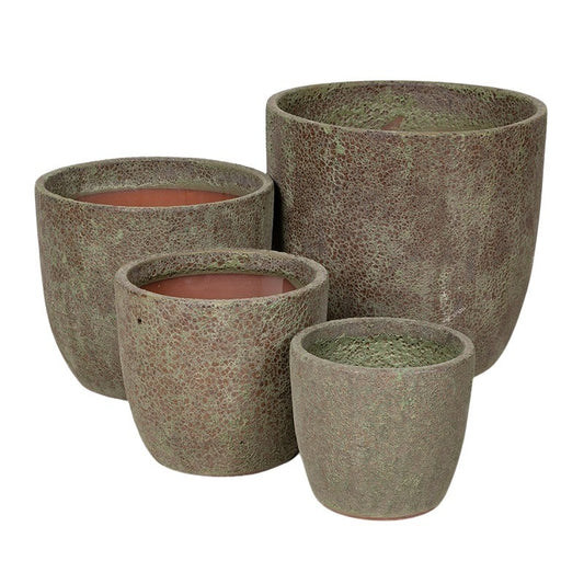 Nebula Classic Ceramică Suport De Plante Set Gravat Rustic Verde 20X18-38X35Cm S4