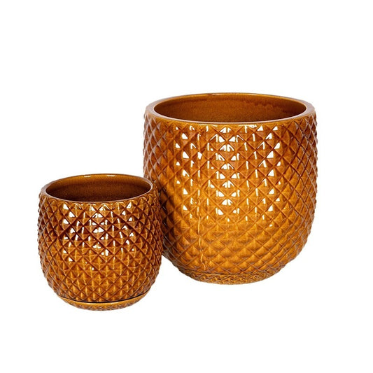 Nova Classic Set Suport Pentru Plante Din Ceramică Maro Miere 30,5X30,5-45,7X45,7Cm S2