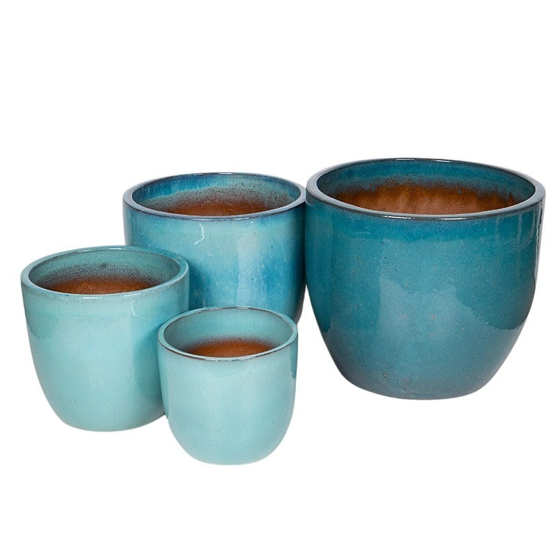 Aspen Classic Set Suport Pentru Plante Din Ceramică Albastru Azur 30X27-59X50Cm S4