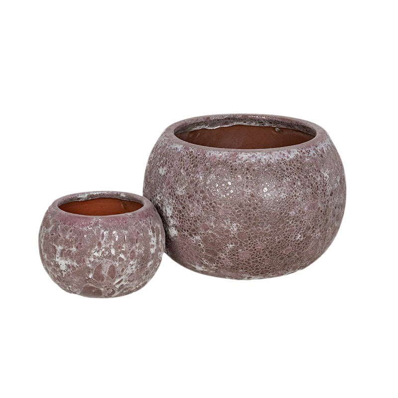 Brisbane Globe Set De Ghivece Ceramice Gravate Rustic Roz 22X16-38X25,5Cm S2