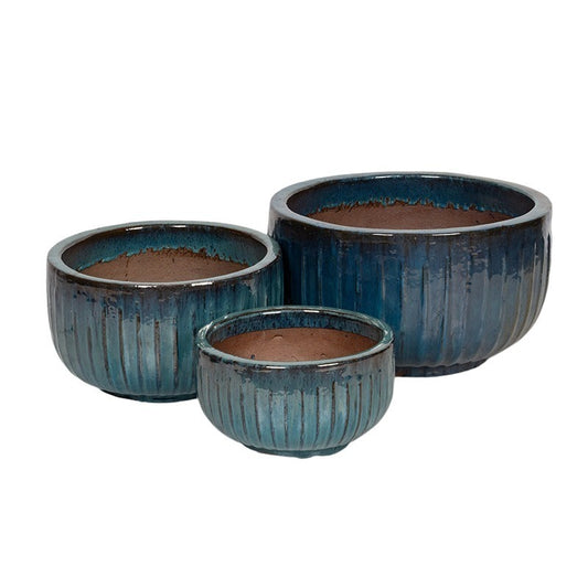 Baltic Rita Set De Ghivece Ceramice Albastru-Verde 35X18-54X30Cm S3