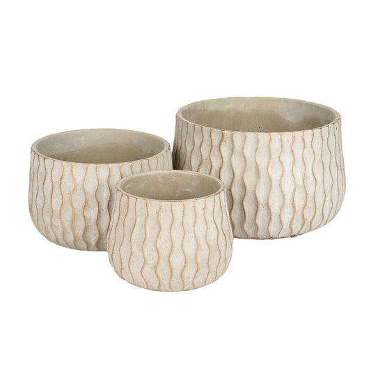 Set Castron De Ciment Ripple Gri-Auriu 16X12,5-27X17Cm S3
