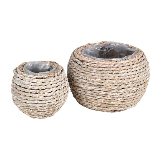 Set De Ghivece Din Răchită Alb Antic 19X15Cm S2