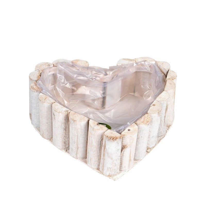 Castron Din Lemn Cu Picior În Formă De Inimă Alb 21X22X7Cm