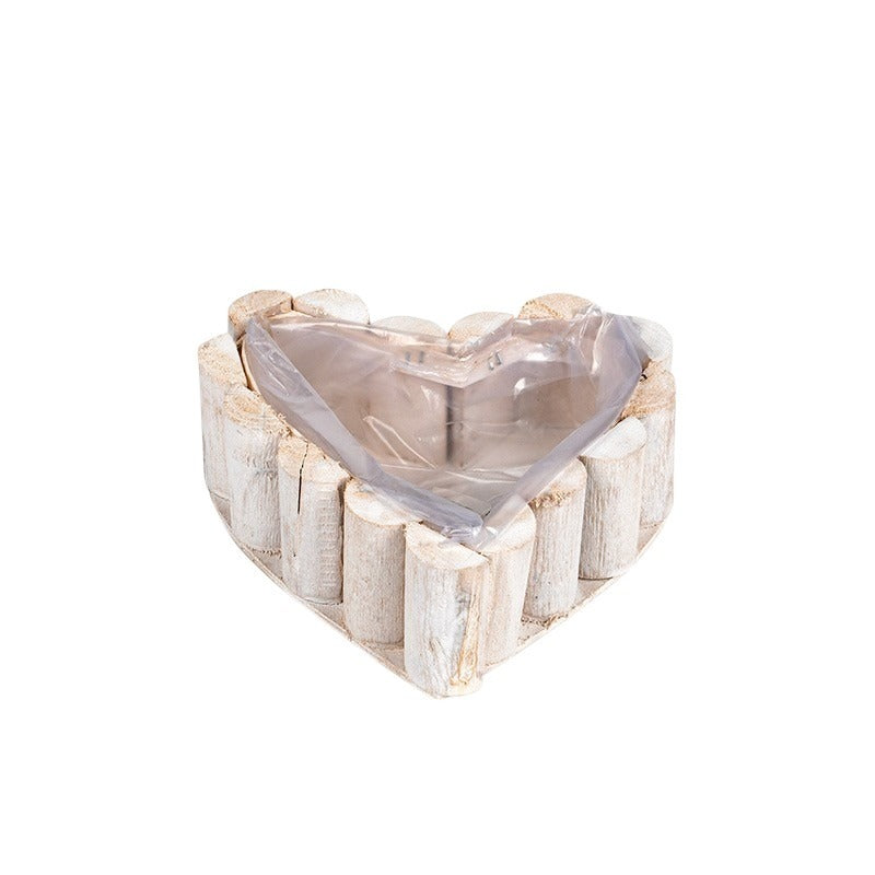 Castron Cu Picior Din Lemn În Formă De Inimă Alb 15X16X5,5Cm