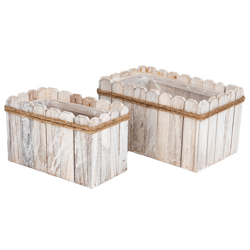Set Bol Din Lemn Pătrat Alb 25,5X15,5X14Cm S2