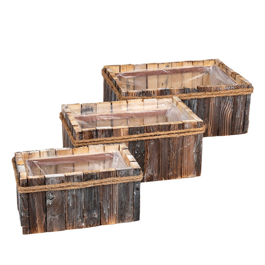 Set Bol Din Lemn Pătrat Maro 30X21X12Cm S3