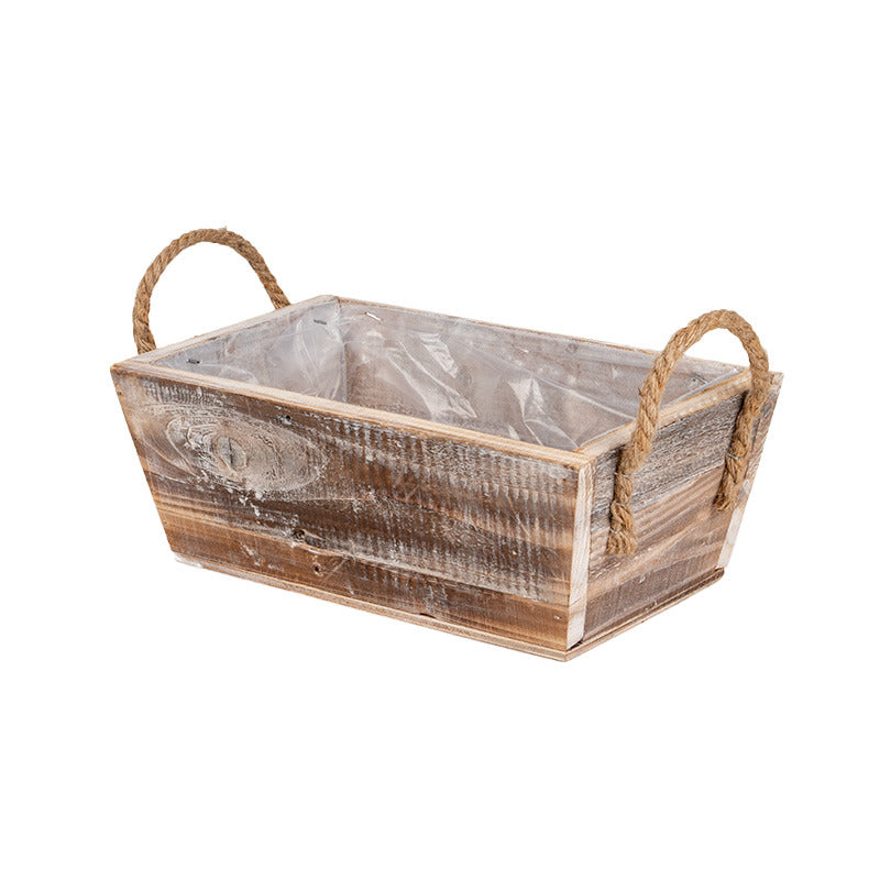 Ladă Pătrată Din Lemn Cu Capac Din Frânghie 26,5X17X1Cm