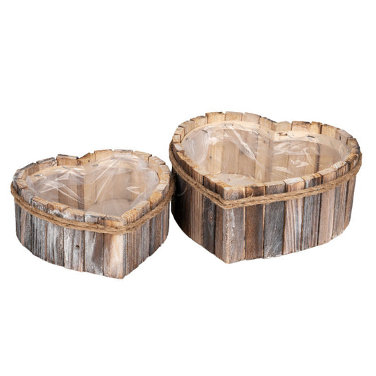 Set Bol Din Lemn În Formă De Inimă Maro 25X25X10Cm S2