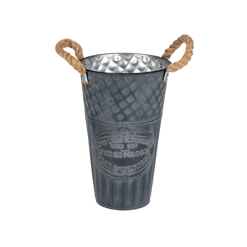 Vaza Loretta Din Metal Cu Toarte De Frânghie Gri 21X40Cm