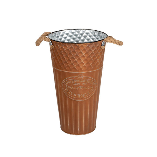 Loretta Vază De Metal Cu Toarte De Frânghie Maro 16X25Cm