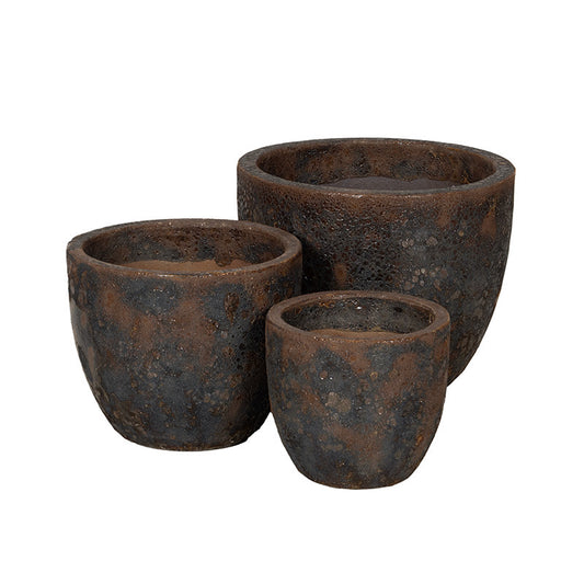 Wellington Classic Set De Ghivece Ceramice Gravate Rustic Maro Ruginiu 22,5X19,5-38X31Cm S3