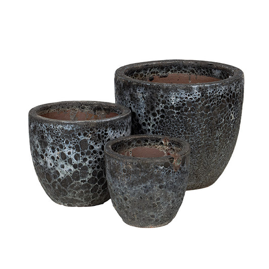 Wellington Classic Set Suport Pentru Plante Din Ceramică Gravată Rustic Gri 22,5X19,5-38X31Cm S3