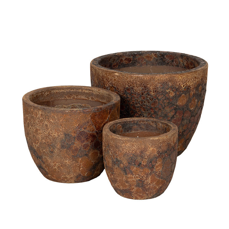 Wellington Classic Set Ghiveci Ceramic Gravat Rustic Maro 22,5X19,5-38X31Cm S3